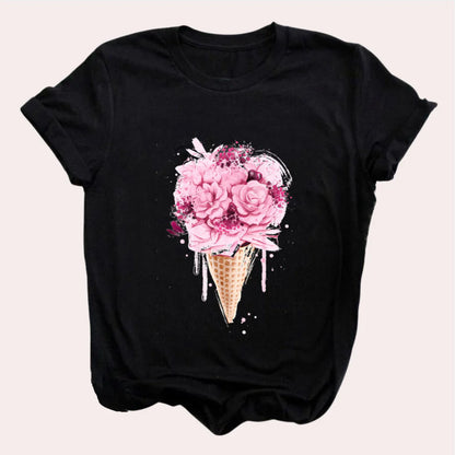 Mirielle - T-shirt voor dames met decoratieve print