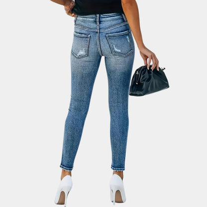 Ember - Skinny damesjeans met knopen