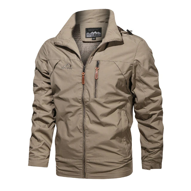 Voorkant khaki windjack voor heren