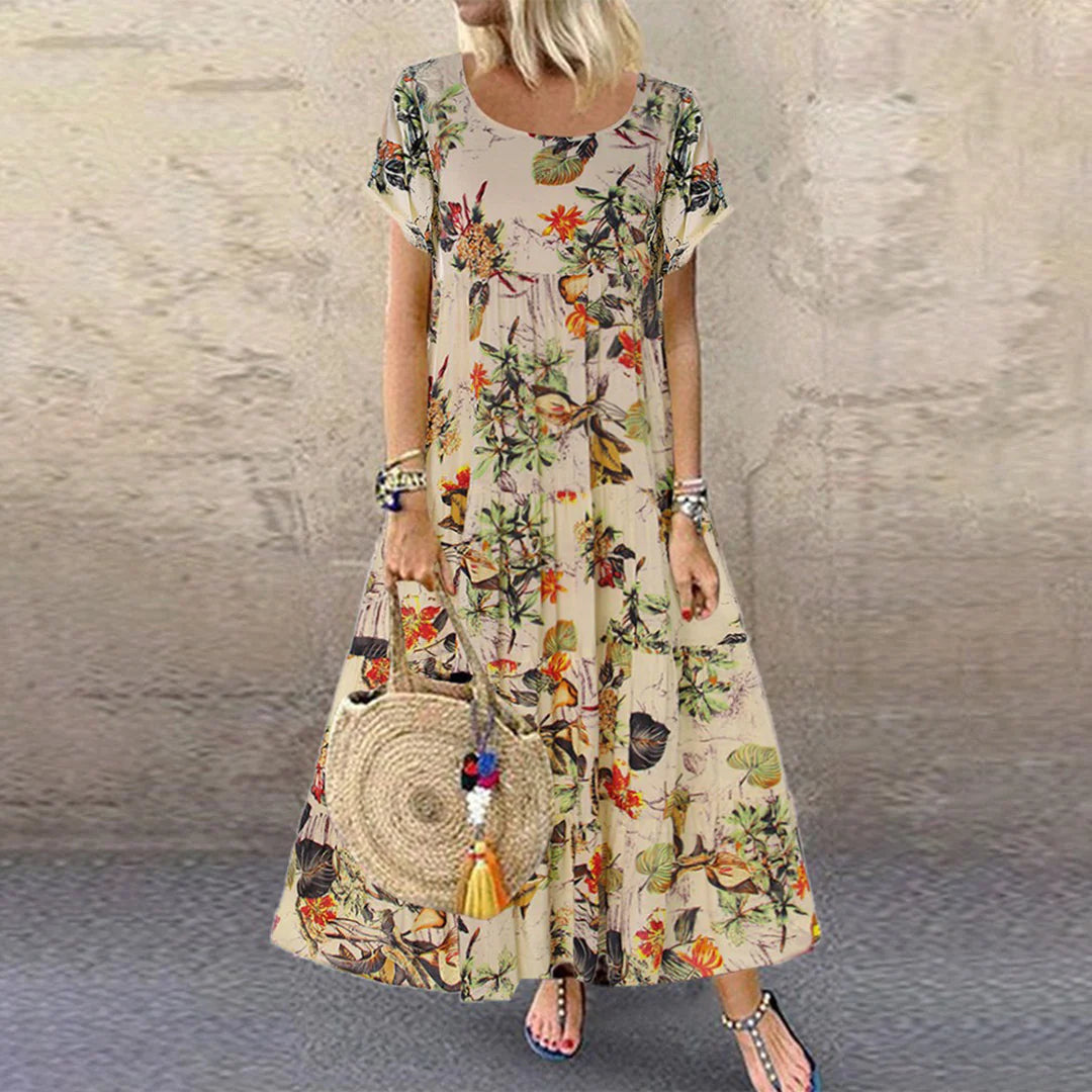 SASKIA - Vintage bloemen lange jurk