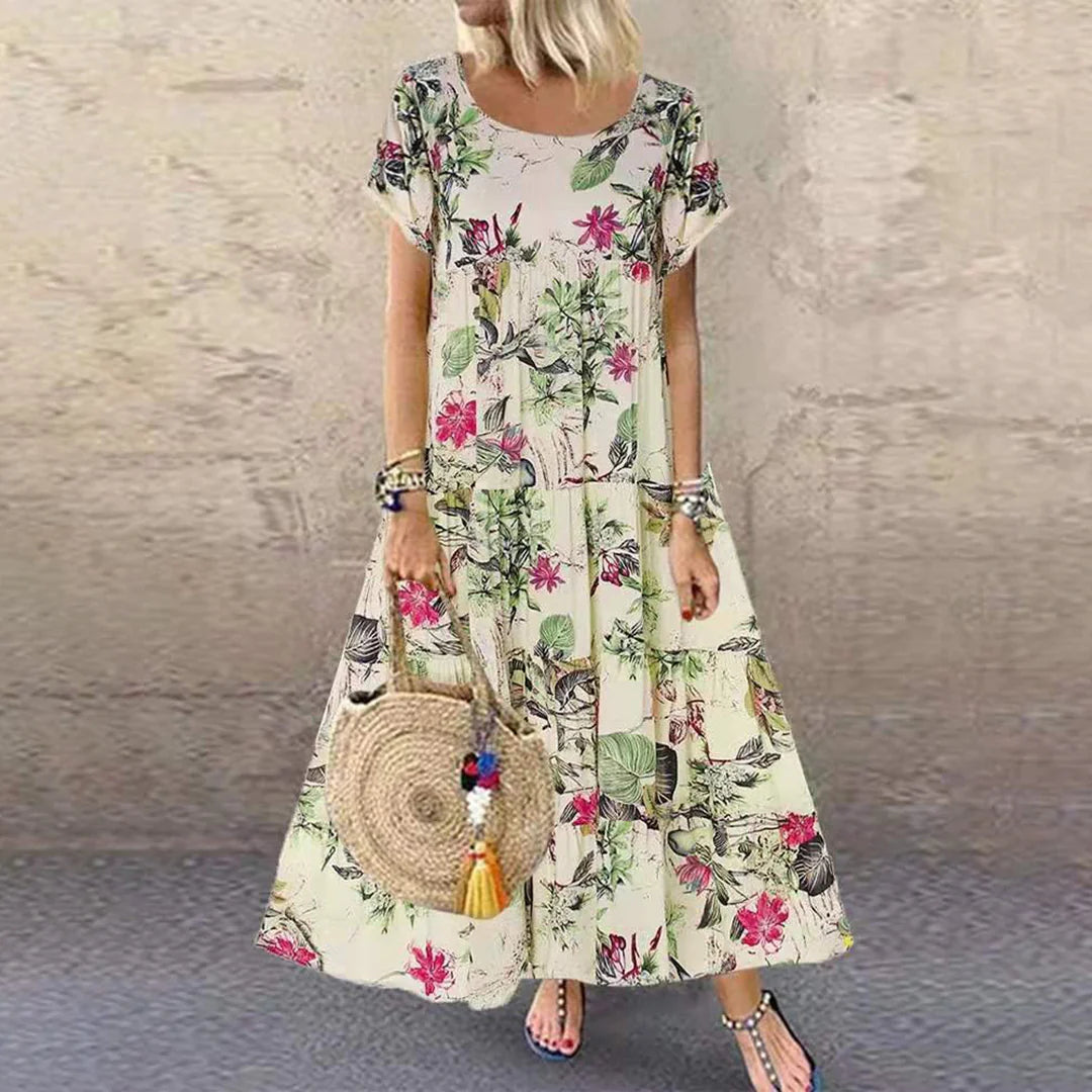 SASKIA - Vintage bloemen lange jurk